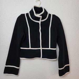 White House Black Market Cropped High Collar Knit Sweater Blazer Jacket